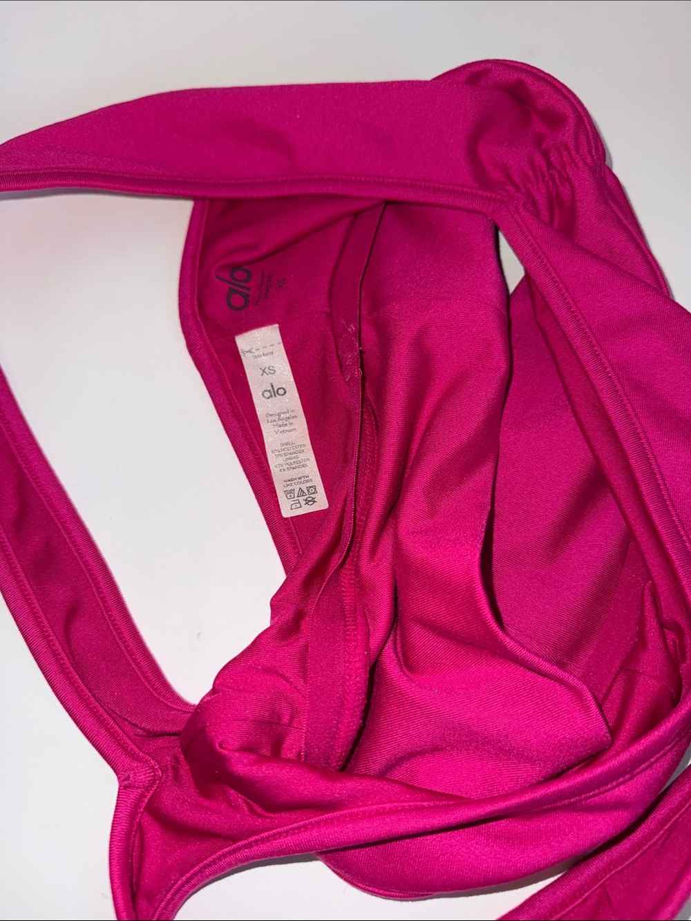 WOMENS ALO YOGA MAGENTA LONGLINE RACEBACK RUCHED SPORTS BRA SIZE XS - Picture 5 of 5